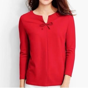 Talbots Red Ponte Knit Split Neck Top with Bow
Detail 3/4 Sleeved Blouse top S